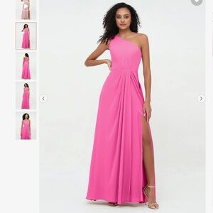 Elegant Pink One-Shoulder Dress